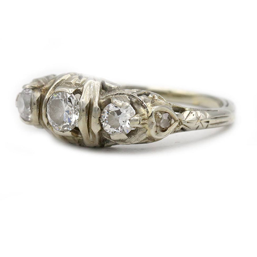 Art Deco .80 CTW Three-Stone Old European Cut Diamond Engagement Ring