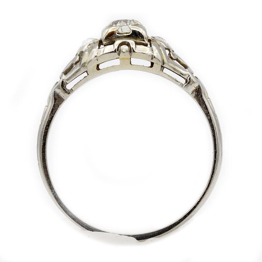 Unique .39 CTW Three Stone European Cut Diamond Vintage Engagement Ring