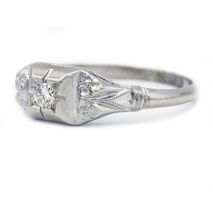 Vintage Bezel Set Diamond Wedding Ring in 14K Two-Tone Gold | Circa 1970s