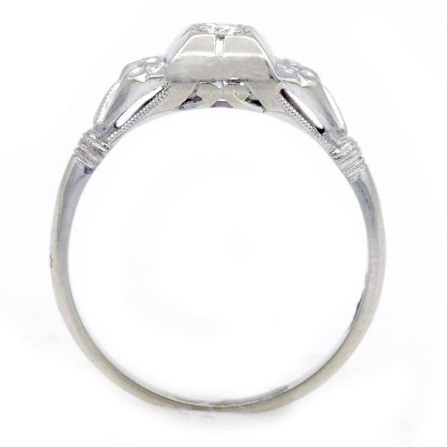 Vintage Bezel Set Diamond Wedding Ring in 14K Two-Tone Gold | Circa 1970s
