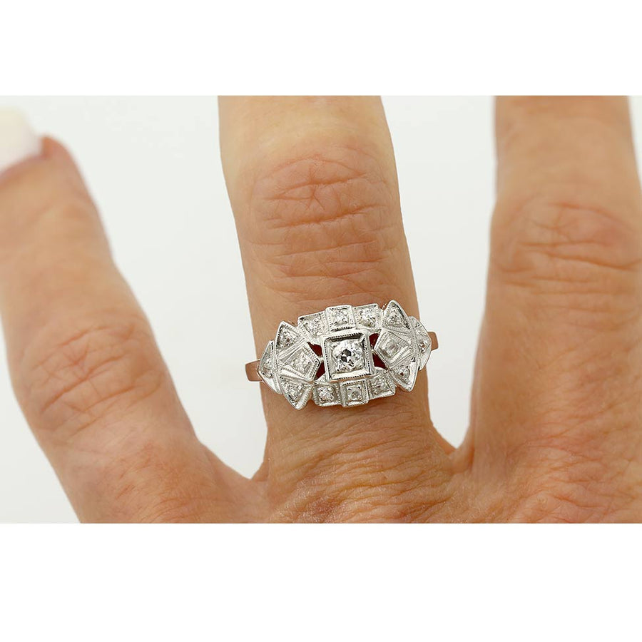Art Deco .43 CTW Vintage Diamond Platinum Engagement Ring | Circa 1930s
