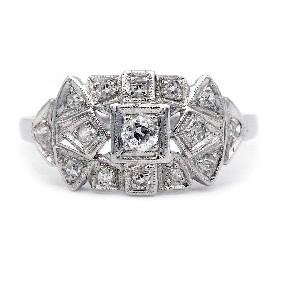 Art Deco .43 CTW Vintage Diamond Platinum Engagement Ring | Circa 1930s