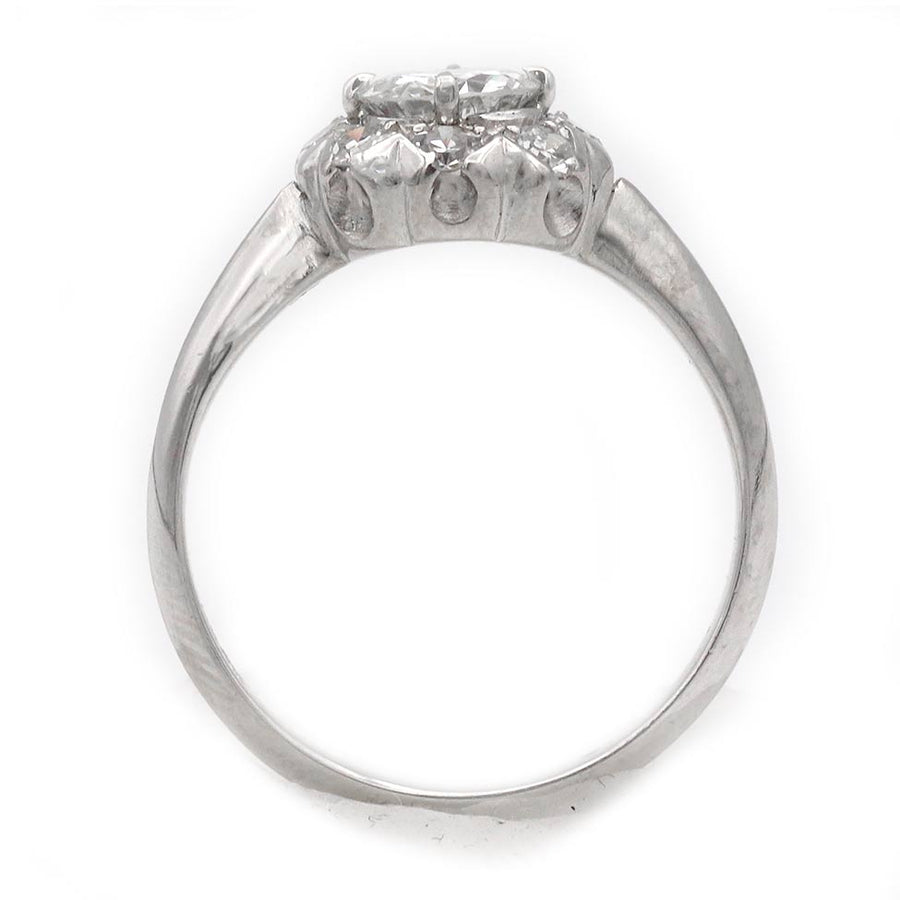 Vintage .60 Ct Old European Cut Diamond Halo Engagement Ring in Platinum