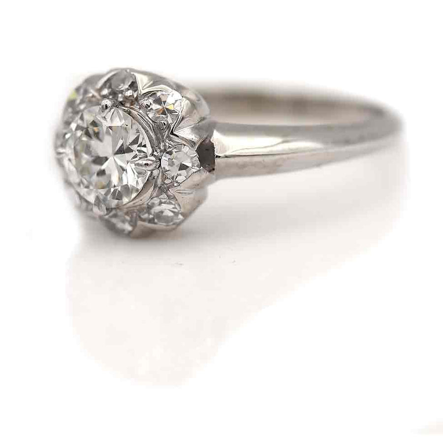 Vintage Old European Cut Diamond Halo Engagement Ring
