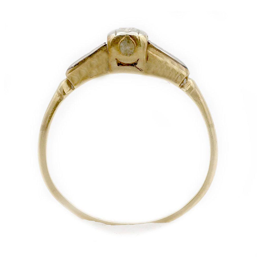 Vintage Old European Cut Diamond Ring in Two-Tone 14 Karat Gold — Circa 1940s