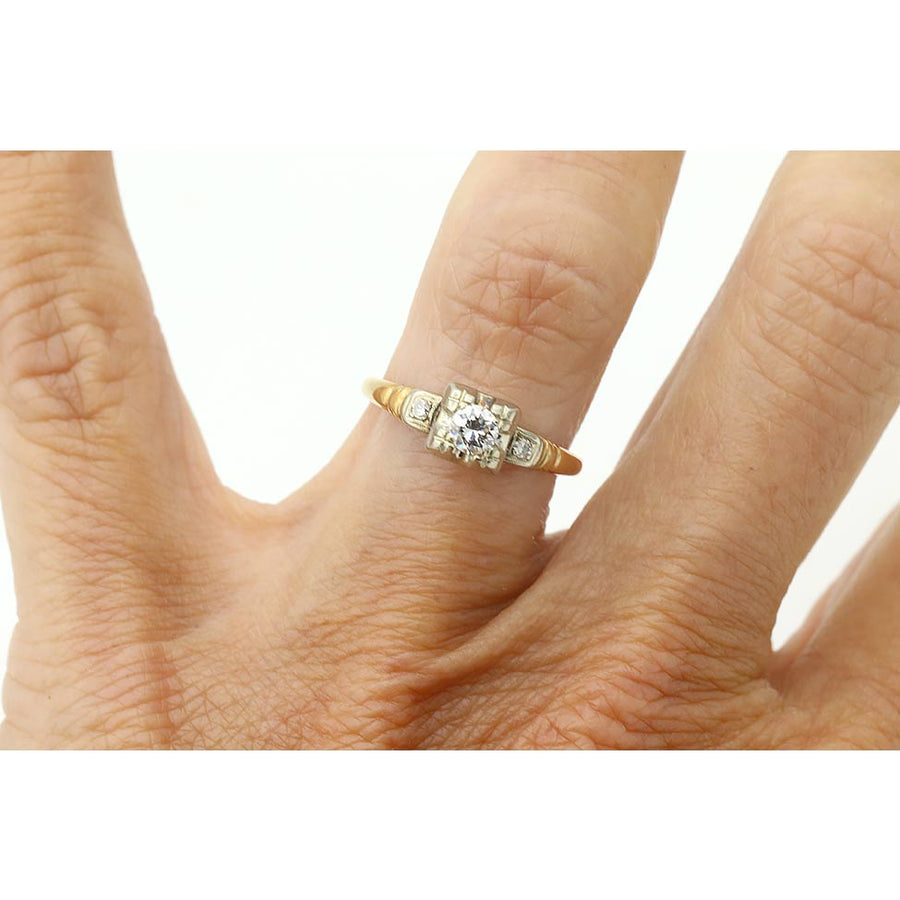 Mid-Century .30 CTW Old European Cut Diamond Two-Tone Engagement Ring