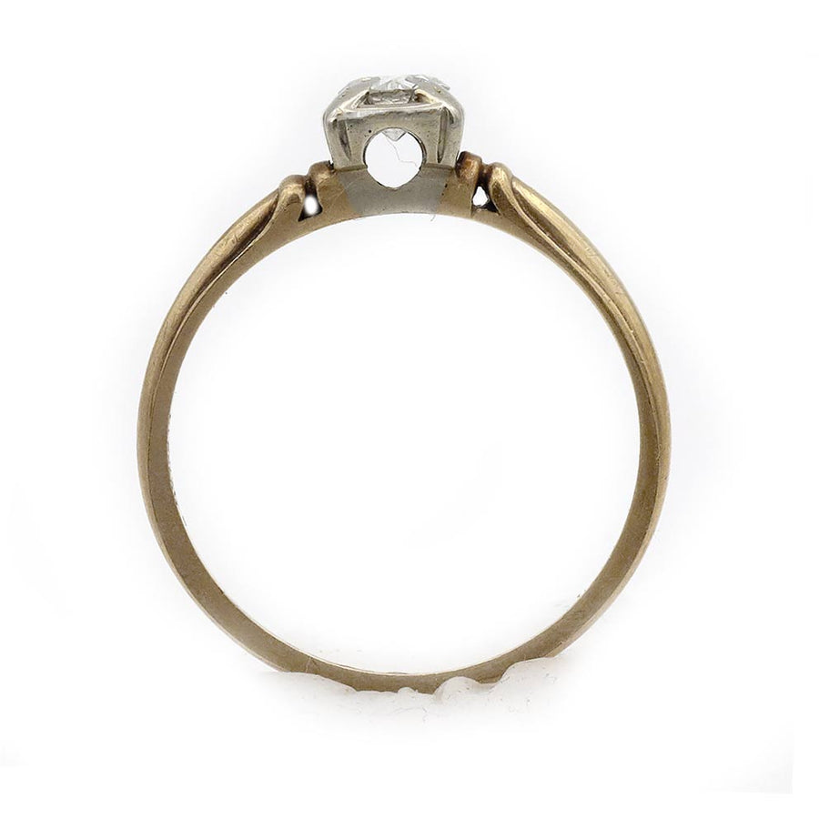 Ellida: .35 Ct Old European Cut Diamond Two-Tone Ring (1940s)