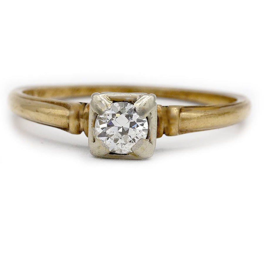 Ellida: .35 Ct Old European Cut Diamond Two-Tone Ring (1940s)