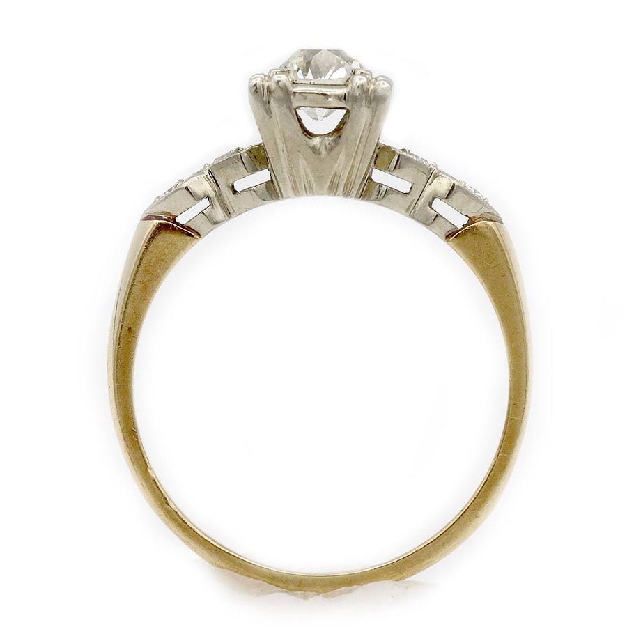 Mid-Century .75 Ct Old European Cut Diamond Vintage Engagement Ring GIA K/SI2