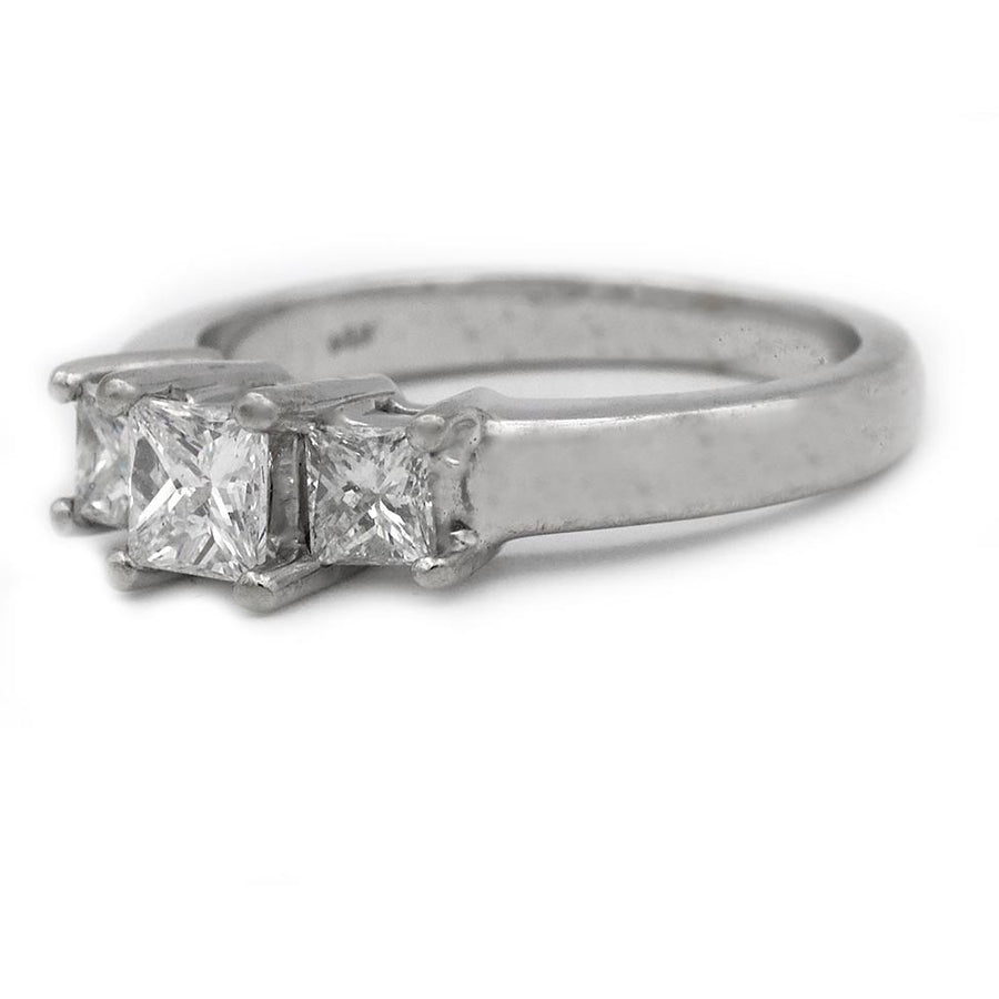 Mid-Century .75 CTW 3-Stone Princess Cut Diamond Engagement Ring | E/SI1