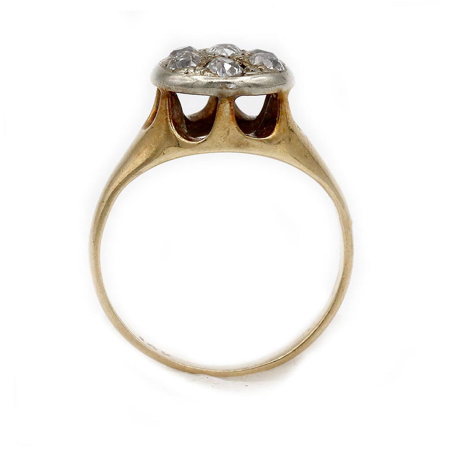 Mid-Century .50 CTW Old Mine Cut Diamond Cluster Engagement Ring in 14K Two-Tone Gold