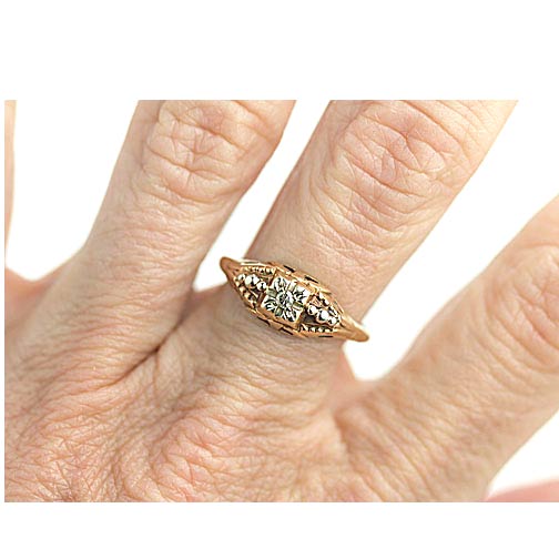 Mid-Century .05 CTW 1940s Petite Single Cut Diamond Antique Engagement Ring - Vintage Diamond Ring