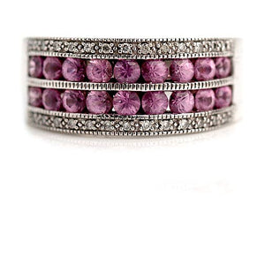 Vintage Channel Set Pink Sapphire Wedding Ring - Vintage Diamond Ring