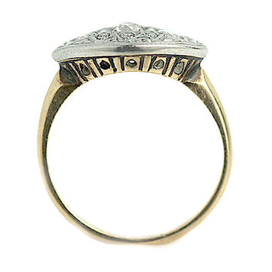 .48 CTW Old European Cut Diamond Navette Cocktail Ring — Two-Tone Gold (Circa 1940s)