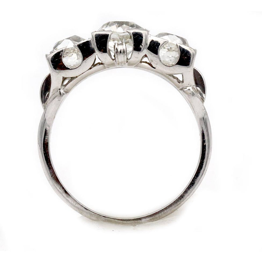Vintage 1.85 CTW Three-Stone Old Mine Cut Diamond Engagement Ring