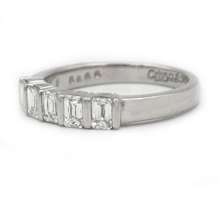 Vintage Platinum Criss Cross Diamond Wedding Band