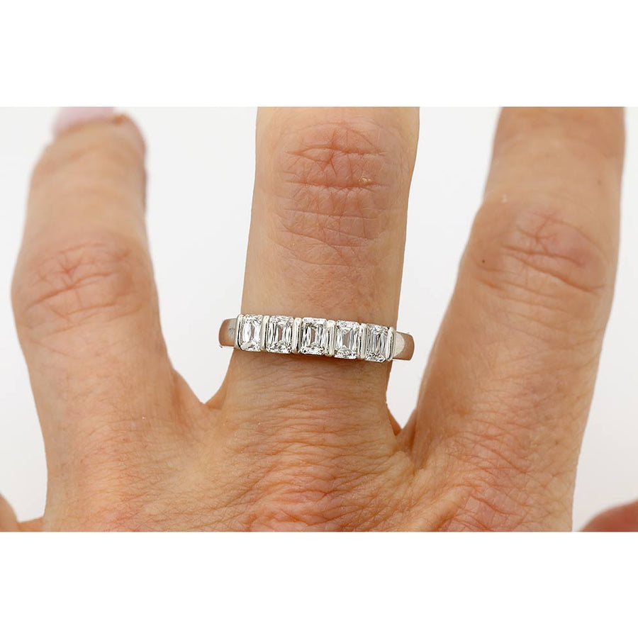 Vintage Platinum Criss Cross Diamond Wedding Band