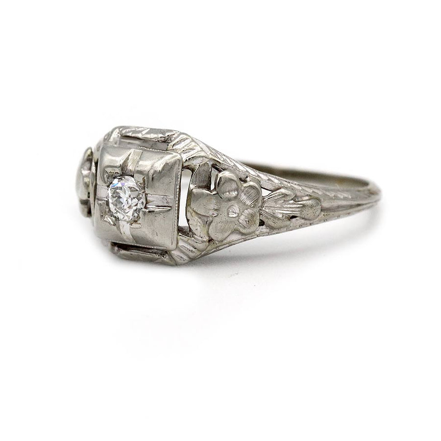 Art Deco .15 CT Old Mine Cut Diamond Engagement Ring | Circa 1930s