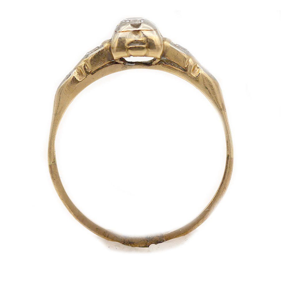 1940s .20 CTW Mid-Century 14 Karat Two Tone Vintage Diamond Engagement Ring - Vintage Diamond Ring