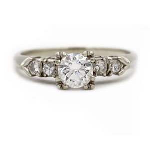 Mid-Century .62 CTW Transitional Cut Diamond Vintage Engagement Ring - Vintage Diamond Ring