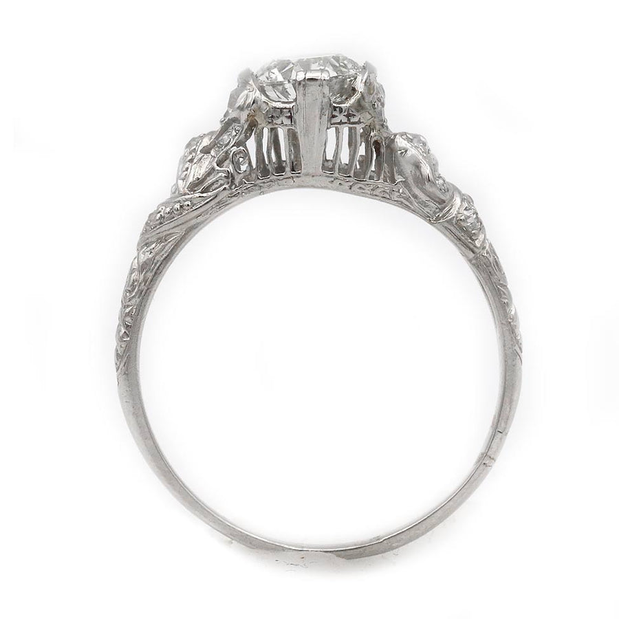 Art Deco Old European Cut Diamond Vintage Engagement Ring 1.02 Ct GIA K/SI1