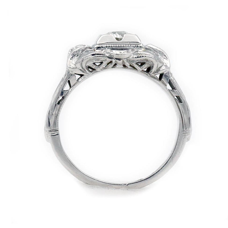 Art Deco .25 Ct Old European Cut Diamond Three Stone Engagement Ring