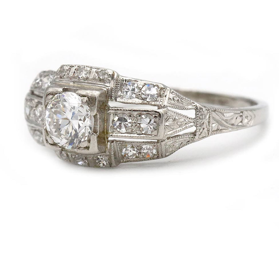 The Catherine Ring | Original 1930s Art Deco .35ct F-VS2 Diamond in Platinum