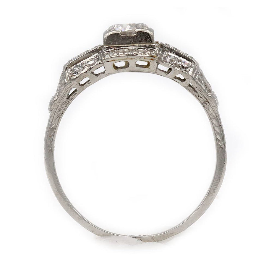 The Catherine Ring | Original 1930s Art Deco .35ct F-VS2 Diamond in Platinum