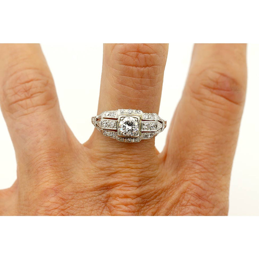 The Catherine Ring | Original 1930s Art Deco .35ct F-VS2 Diamond in Platinum