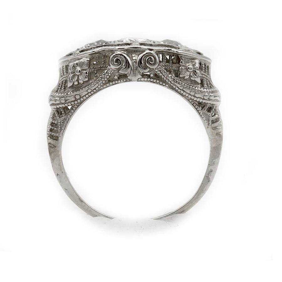 Art Deco Three-Stone .50 CTW Old European Cut Diamond Vintage Engagement Ring