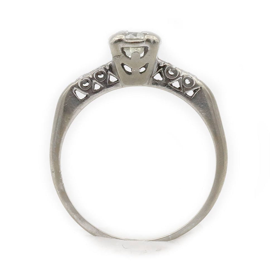 Mid-Century 1940s Square .58 CTW Diamond Antique Engagement Ring