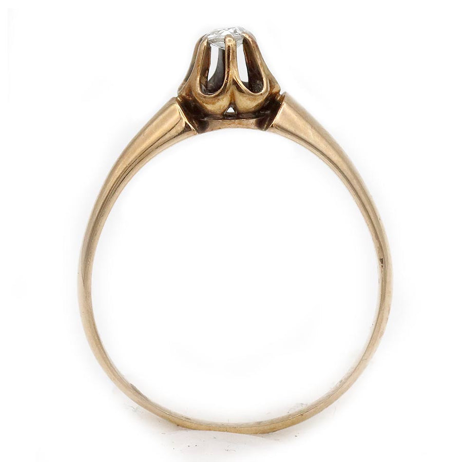 Victorian .15 Ct Old Mine Cut Diamond 14K Rose Gold Antique Engagement Ring