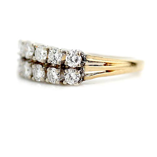 Mid-Century .90 CTW Two-Row Diamond Wedding Band | 14K Two-Tone Gold