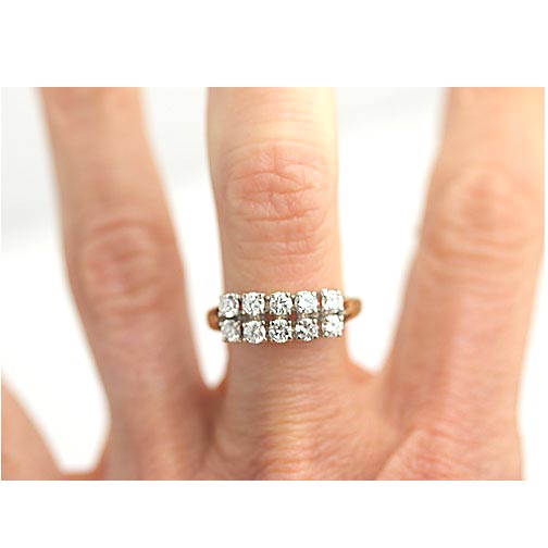 Mid-Century .90 CTW Two-Row Diamond Wedding Band | 14K Two-Tone Gold