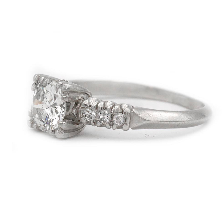 Mid-Century .87 CTW Transitional Cut Diamond Platinum Engagement Ring