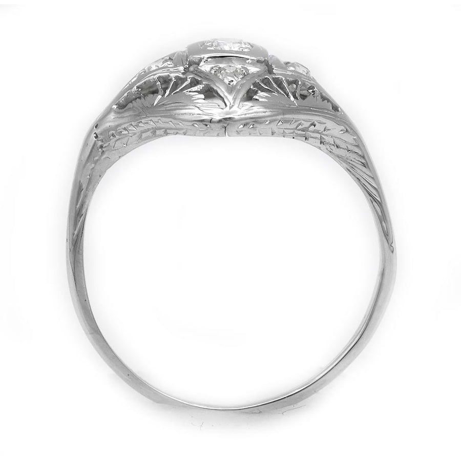 Vintage Mid-Century Old European Cut Diamond Dinner Ring .23 CTW in 18K White Gold
