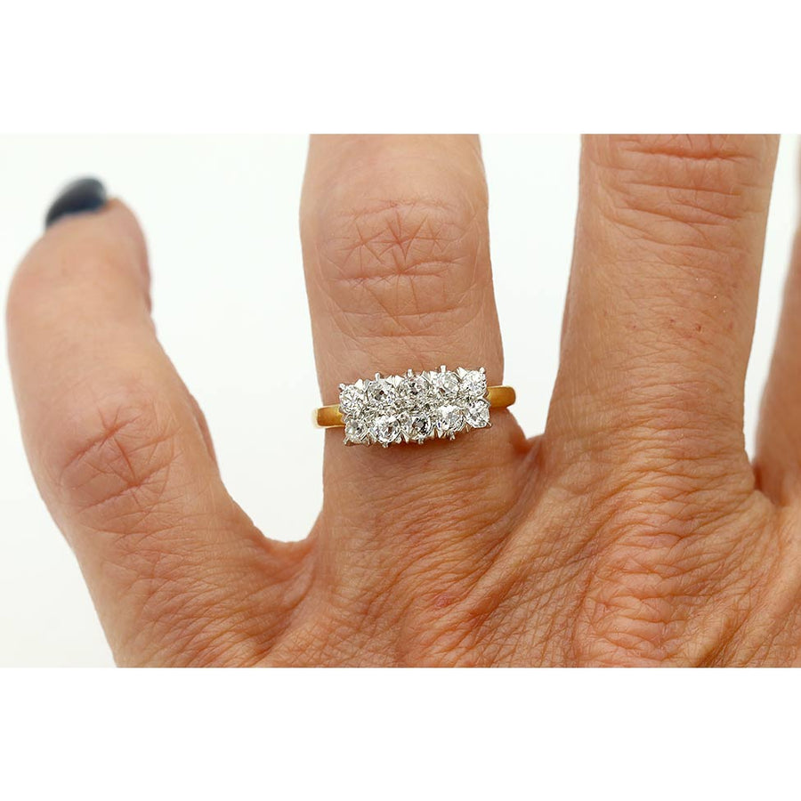 Victorian .60 CTW Mine Cut Diamond Two-Row Antique Wedding Band