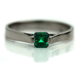 Vintage .35 CTW Square Emerald Mid-Century Gemstone Engagement Ring - Vintage Diamond Ring