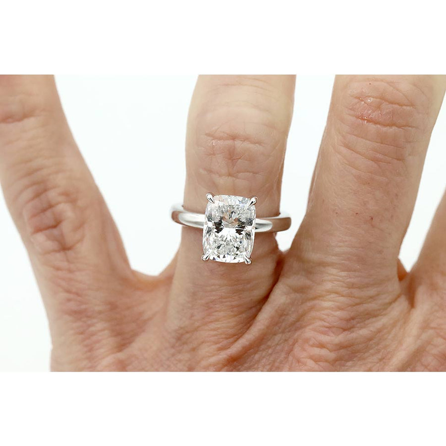 Lab Grown Cushion Cut Diamond Solitaire Engagement Ring | IGI | Recycled Platinum