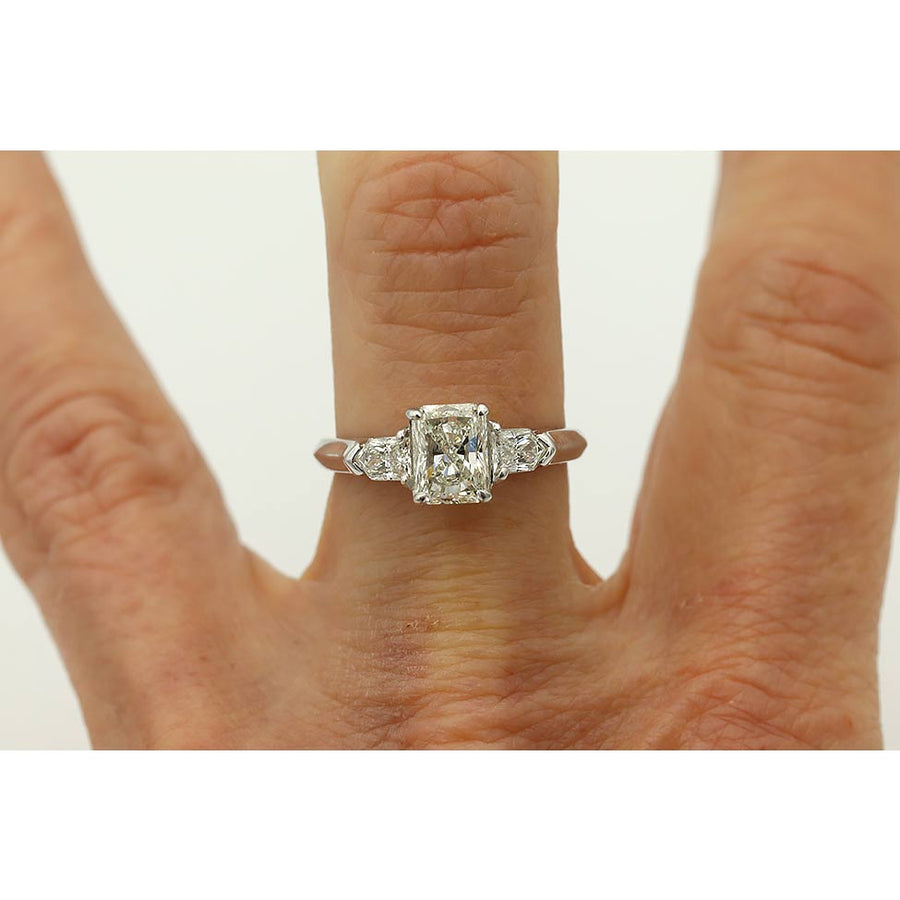 Radiant Cut Diamond Engagement Ring in Platinum — 1.50 CTW, GIA