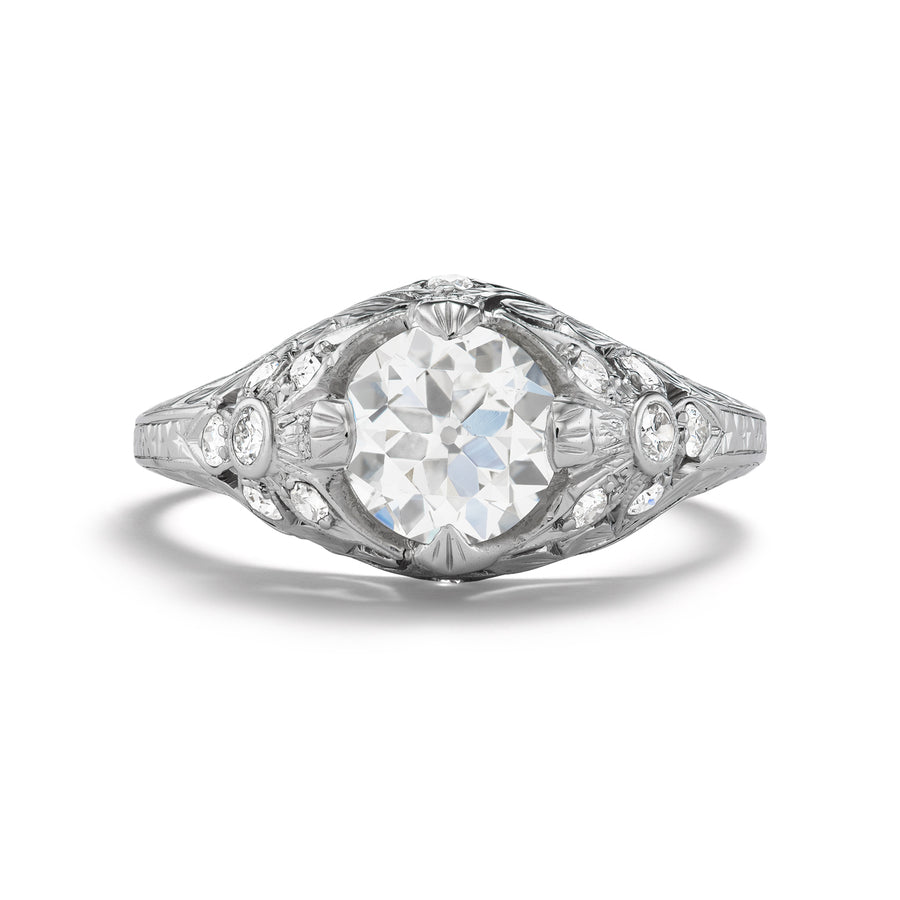 Art Deco Engagement Ring 1.24 Ct Old European Cut Platinum GIA I/SI1