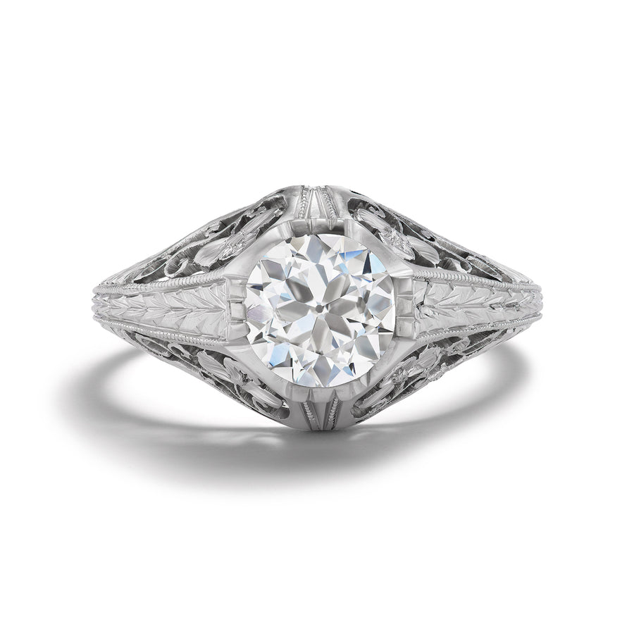 Art Deco 1.06 Ct Old European Cut Diamond Engagement Ring | GIA H/SI2