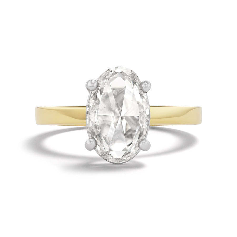 Victorian Style 2.12 Ct Rose Cut Diamond Engagement Ring in Platinum & 18Kt Yellow Gold