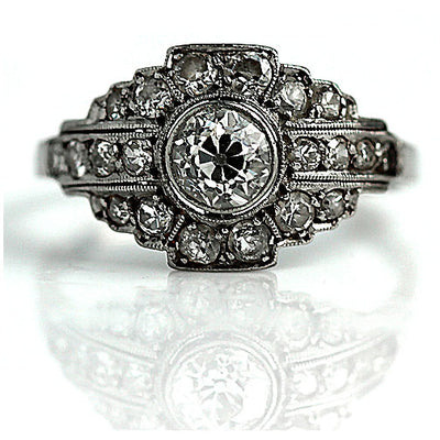 Vintage Halo Engagement Ring with Diamonds