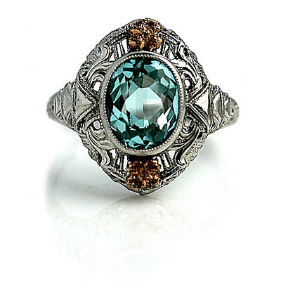 Bezel Set Two Tone Blue Gemstone Ring