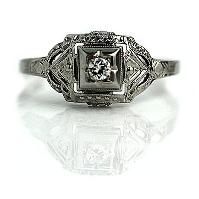 Delicate Art Deco Filigree Engagement Ring