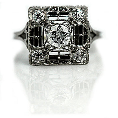 Antique Square Halo Diamond Engagement Ring