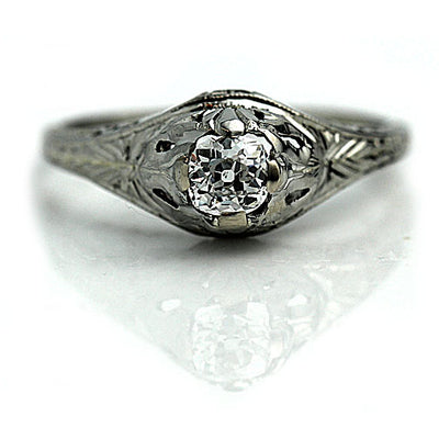 Art Deco Cushion Cut Diamond Engagement Ring