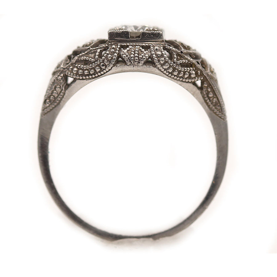 Art Deco .35 Ct Old European Cut Diamond Engagement Ring | Platinum