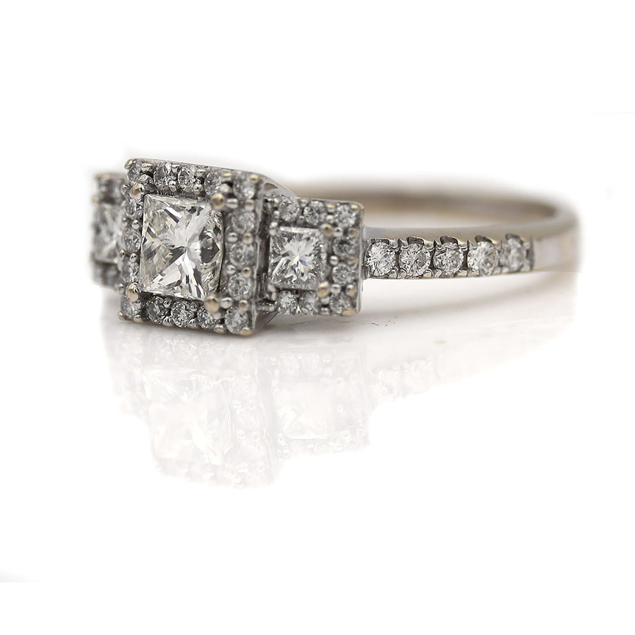 Vintage Art Deco Style Princess Cut Diamond Cluster Ring